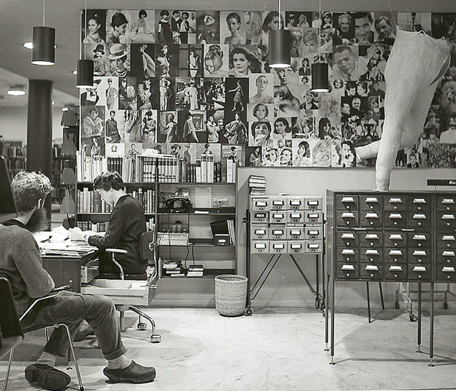 Poul Gernes and Jane Pedersen in his Human Exhibition at the Main Library in Copenhagen 1965. Deemed too controversial, the exhibition was never opened to the public.